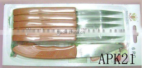 black handle knives set with block