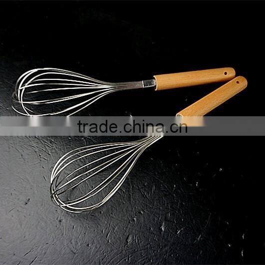 37056 new style stainless steel whisk with wooden handle