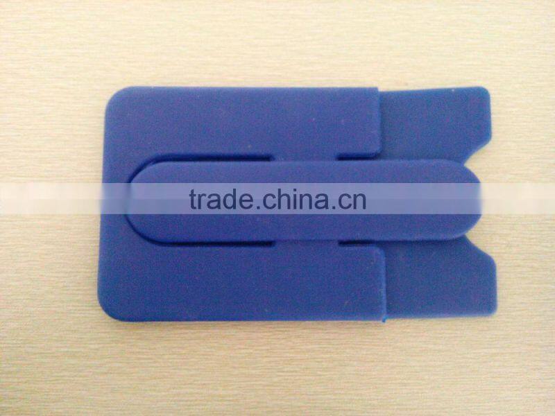 Hot selling Blue adhesive stickers silicone rubber mobile phone card holder for mobile phone