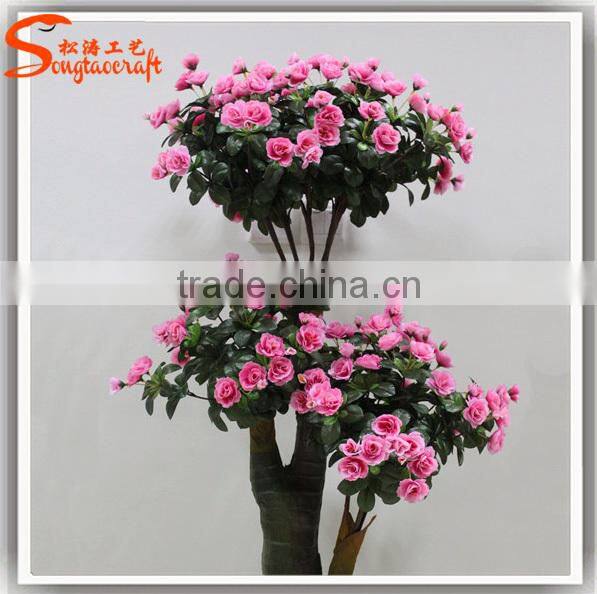 Wholesale plastic bonsai with china imported fabric artificial silk rose flowers tree