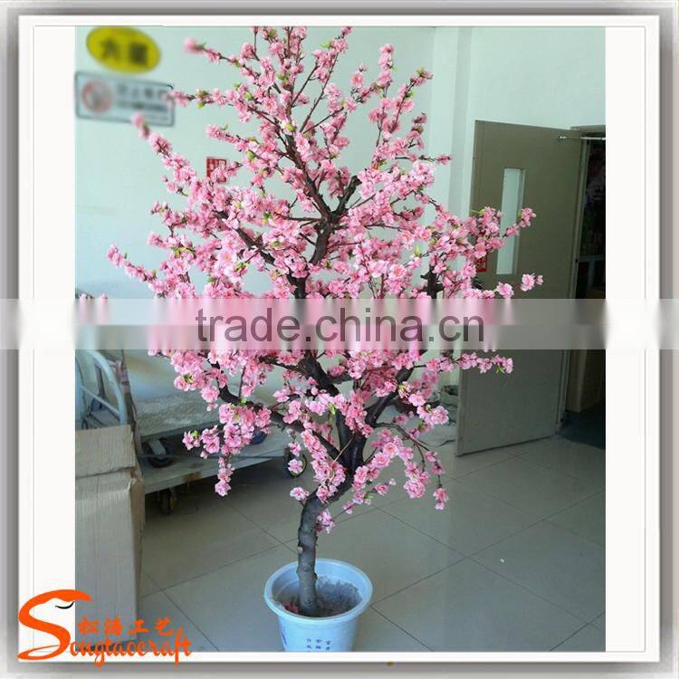 wholasle mini artificial cherry blossom tree plastic artificial cherry blossom tree