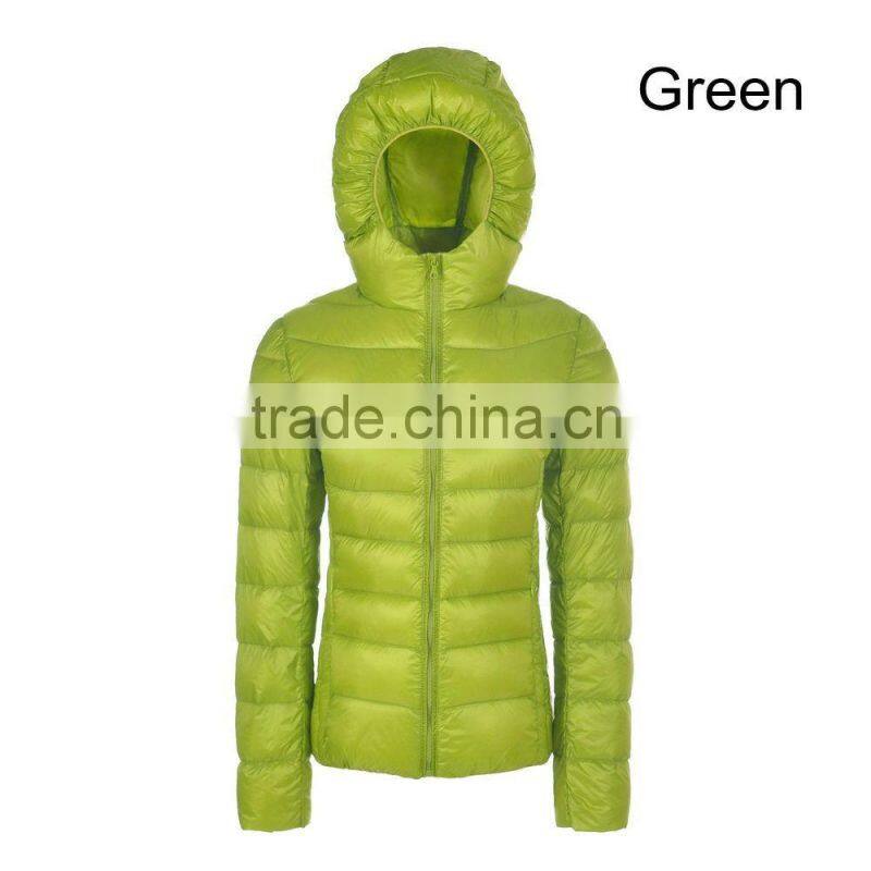 colorful Hoodie down jacket/women puffer jacket/light weight compact jacket