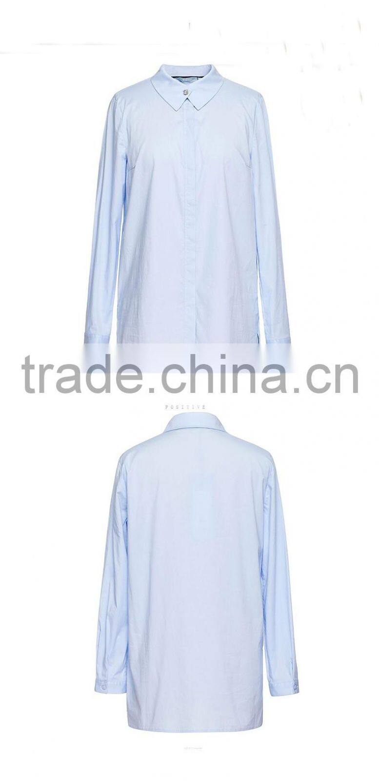 Custom cotton+spandex long sleeve fashion ladies blouses shirts for women