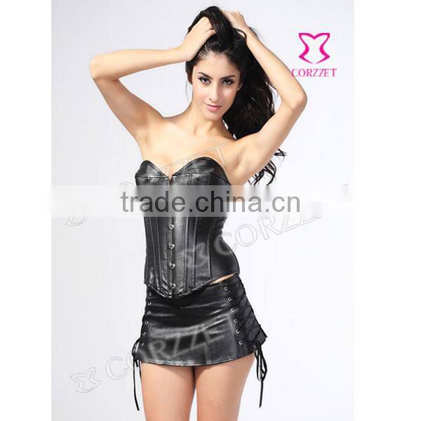 Women Leather Burlesque Corset Dress On Sale