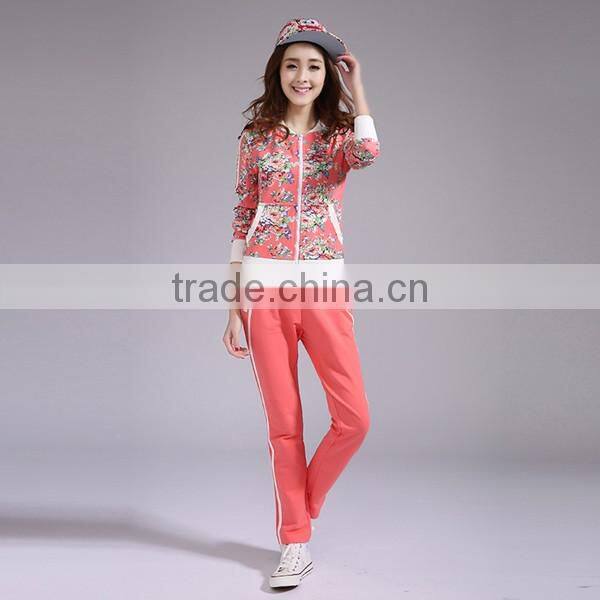 2016New wholesale printed women sports hoodies suit