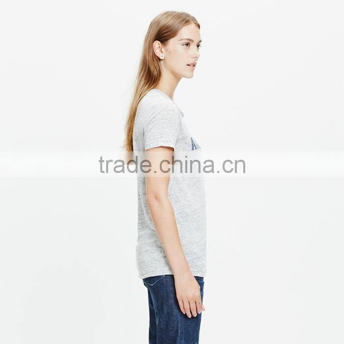 Modern ladies t-shirt print design linen amsterdam tee