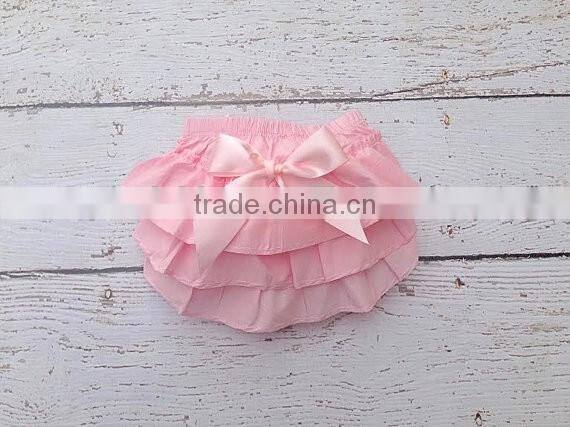New arrivlal American Hot Girl Picture Baby Girls Bloomers Plain White 3 Layers Diaper Cover With Bow Wholesale