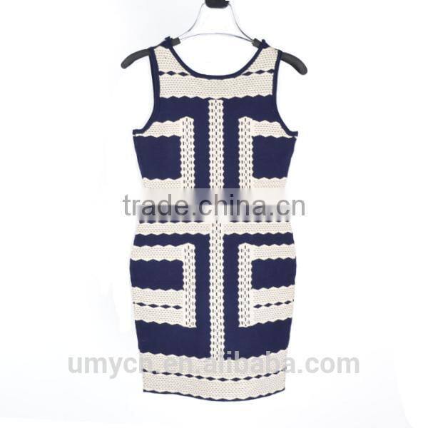 2014 Spring summer jacquard sleeveless knitted dress