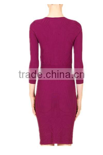 Fuchsia strech casual trendy ladies twinset dresses