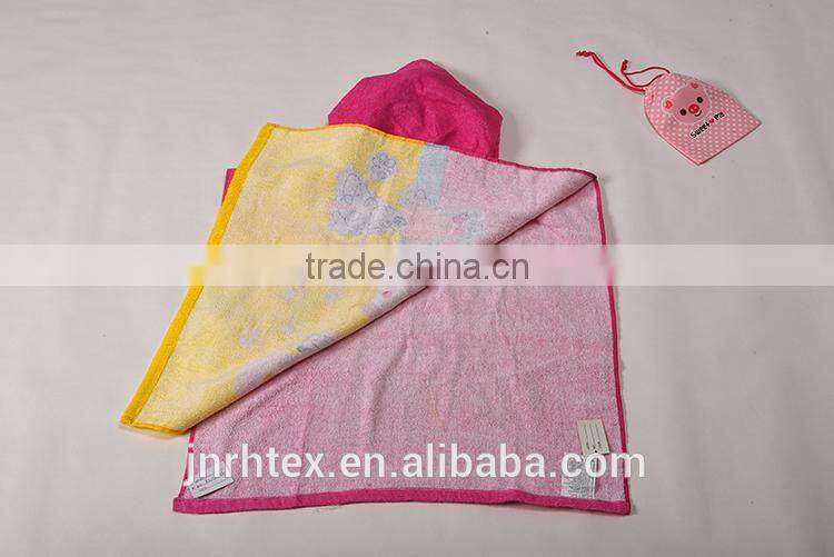 Alibaba Trade Assurance ring spun cotton screen printing velour kids poncho hooded beach towel