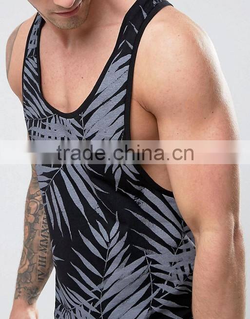 Mens polyester stringer gym singlets overall sublimated tank top