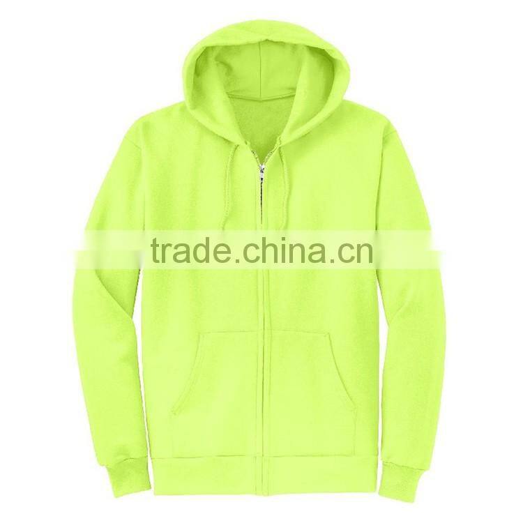 Wholesale Zip Up 65% Polyester 35% Cotton Plain Fleece Men's Hoodie Manufacturers