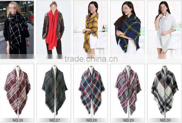 Classic plaid pattern high quality 30 choice 140*140 acrylic new European style square blanket scarf
