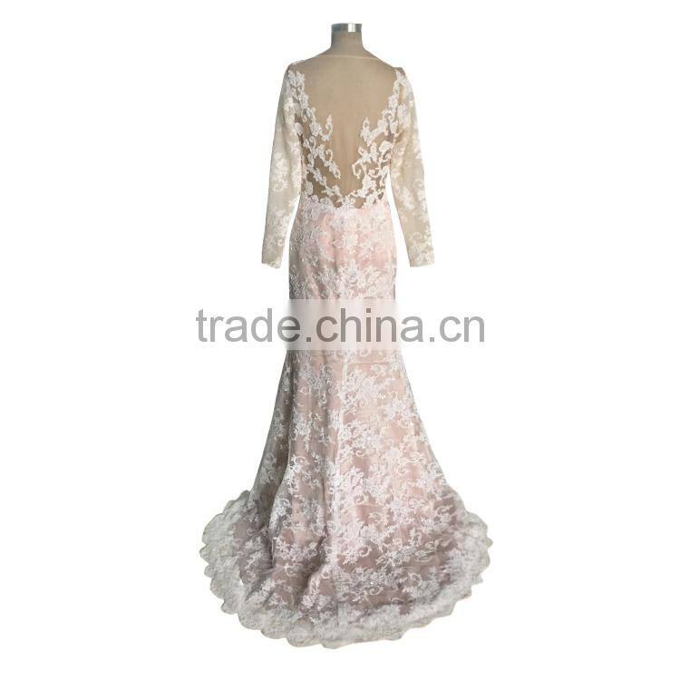 China OEM Long Sleeve Lace Wedding Dress For Sale