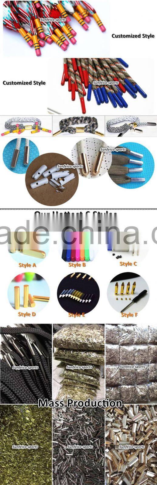 Silver Brass Customized Engraved Logo Aglets for shoelaces - Drawstring Metal Aglets Manufactuer