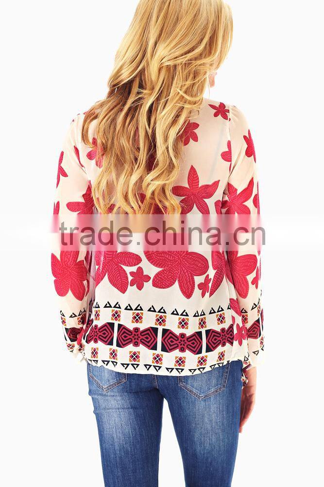 PINK FLOWER PRINTED CHIFFON MATERNITY CARDIGAN