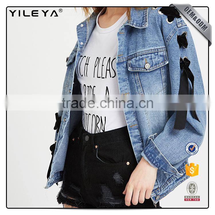 Latest fashion lady denim jacket designs,women jean jacket,woman denim jacket