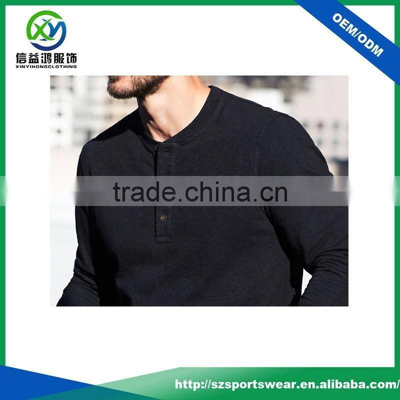 OEM custom mens long sleeve 100% cotton soft tee shirt sports wear button up shirt