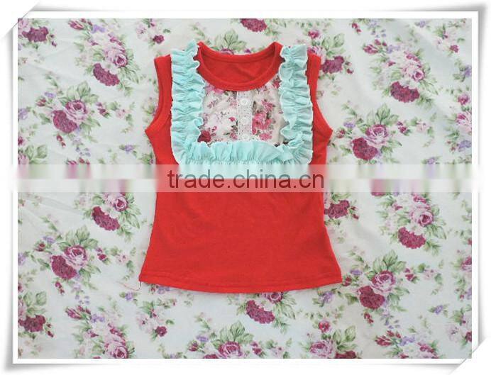 2017 Summer children clothing Baby Girls Cotton Tank Top Kids Baby Solid Color Ruffle Sleeveless Floral vest