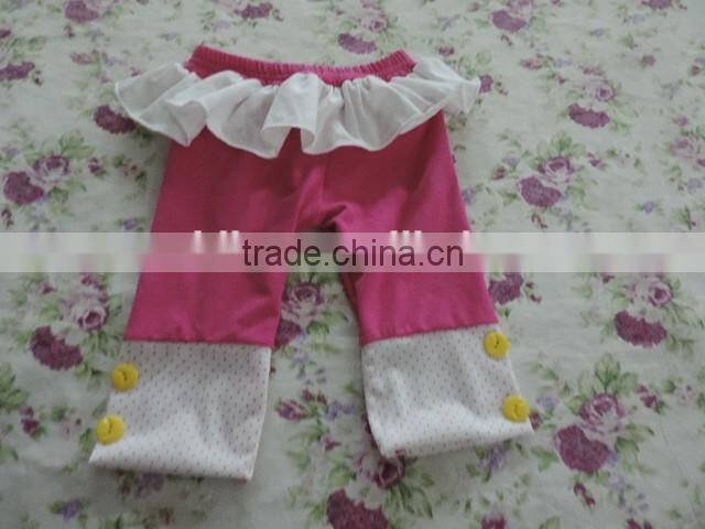 2017 Summer New Designs Baby Girls Comfortable Lace Polka Dot Pants Kids Girls Pink Style Cotton Capris