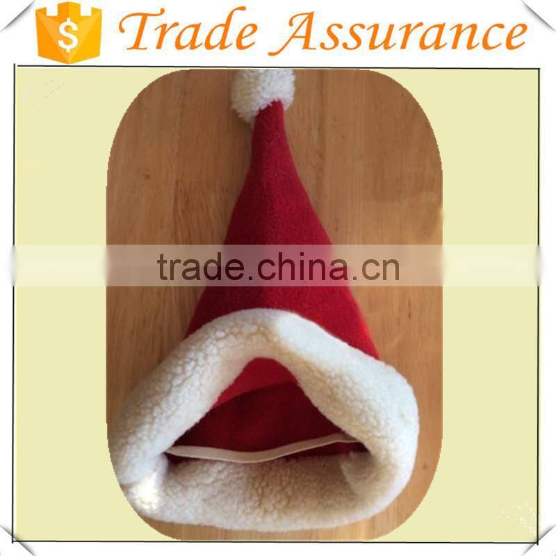 Factory sale short plush red pet santa hat