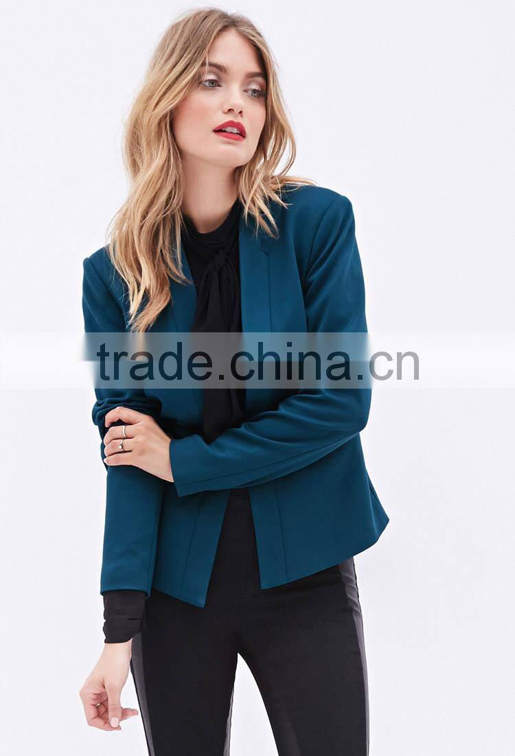 Collarless Woven Blazers for Women