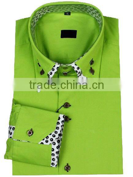 new 100% cotton men's contrast collar double collar contrast cuffs long sleeve dress shirt