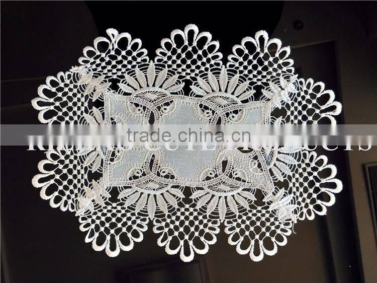 White Lace Round Rectangular Placemats and Coaster