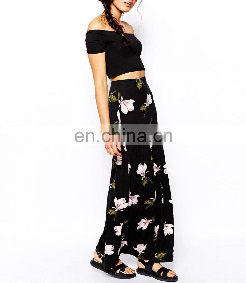 High Quality Womens Floral Print high waisted Long Dress