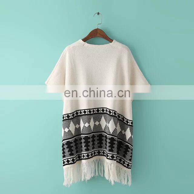 2015 Fashion dress Europe America women's clothing wholesale geometric pattern shawls knitting cardigan national female coat