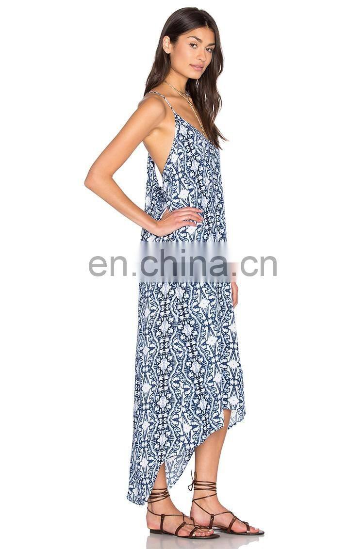 custom made sublimation print fashion women silk long beach dress 2017