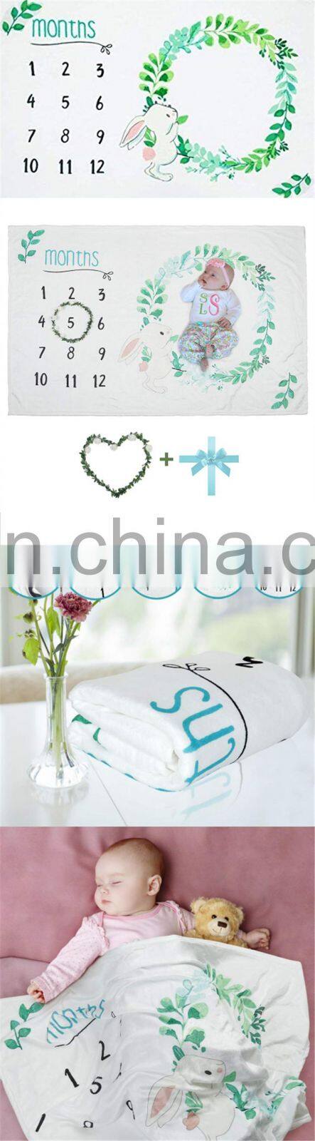 Premium Soft Fleece Monthly Milestone Blanket Personalized Baby Blanket for Newborn Baby Shower Photography Infant Blanket