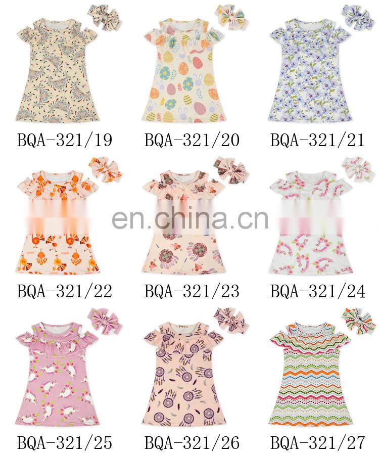 new design baby girls cactus printed cutting shoulder clothing children frock dress for kid