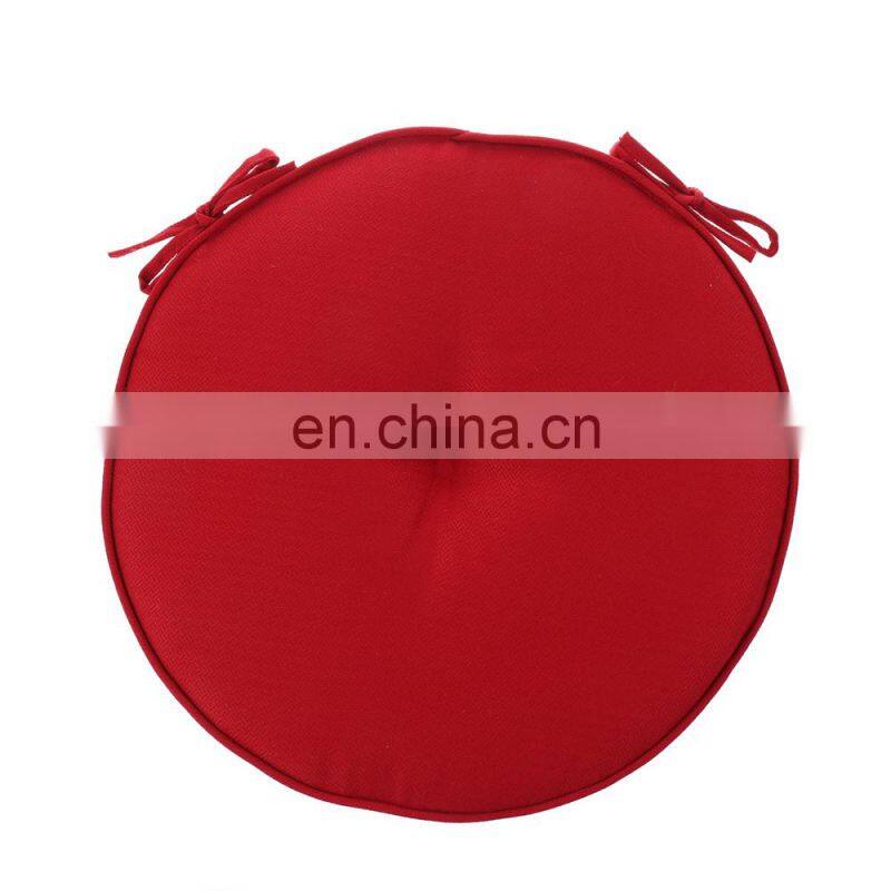 Home Decor Indoor/Outdoor Waterproof Solid Red Round Tufted Bistro Cushion with Ties