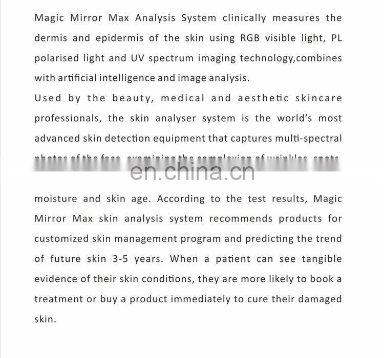 High Effective Magic Mirror 3D Facial Skin Analyzer Machine