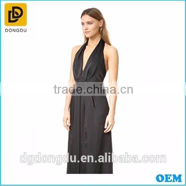 2016 NEW evening dress western party dress lady sexy deep V -halter formal dress