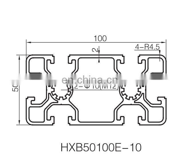 Hxb50100b-10 ,50x100 T Slot Aluminum Profile Extrusion From Toshine