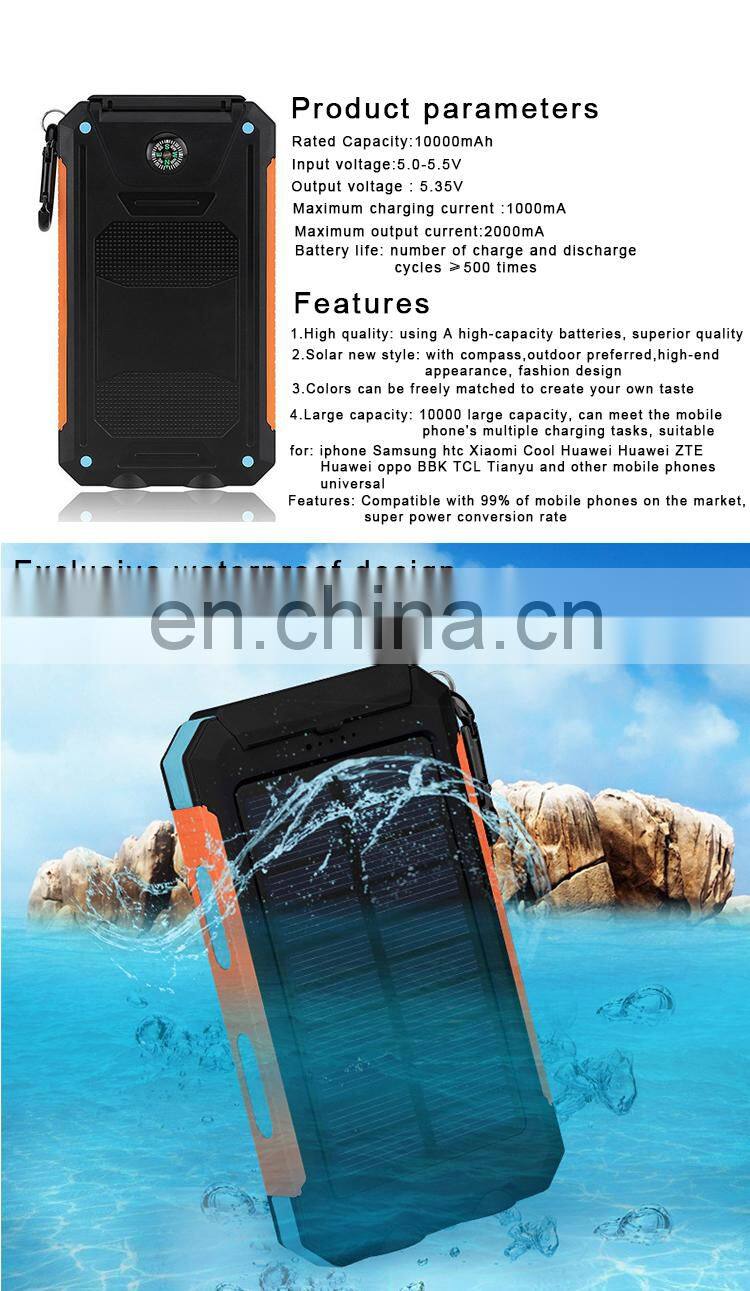 Monocrystalline 4pcs panel waterproof fold 10000mah wireless charging solar power bank