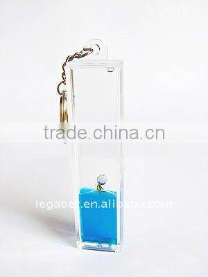 Wholesale Liquid Hourglass Keychain, Acrylic Plastic Keyring
