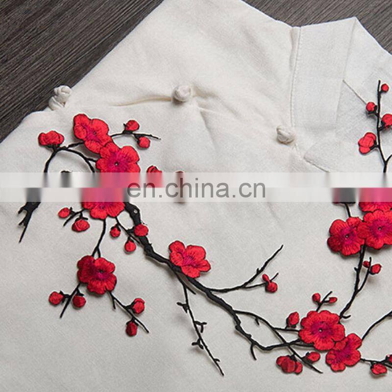 Plum Blossom Flower Applique Clothing Embroidery Patch Fabric Sticker Iron On Sew Craft Sewing Repair Embroidered