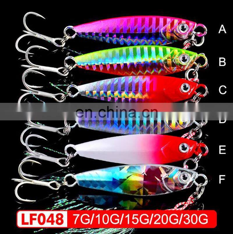 Amazon 7/10/15/20/30g Fetaher Treble Hooks Colorful In Stock Lead Jig Hook slow jigging lure