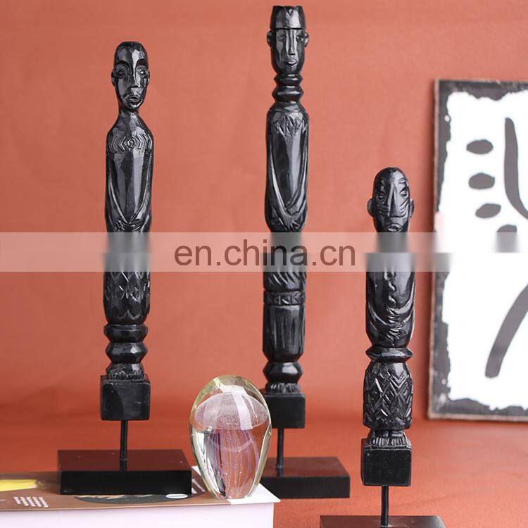 Amazon hot sale wholesale China black wooden face shape home table decoration items