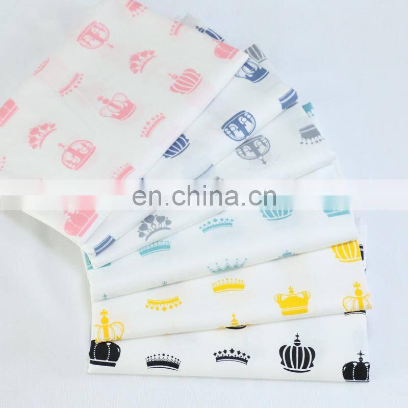 North Europe Crown cartoon corrugated print fabric kindergarten pure cotton bedding fabric baby pajamas wrapped fabric