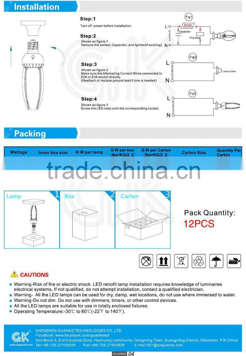 IP65 UL ENEC post top retrofit led street light 30w e40