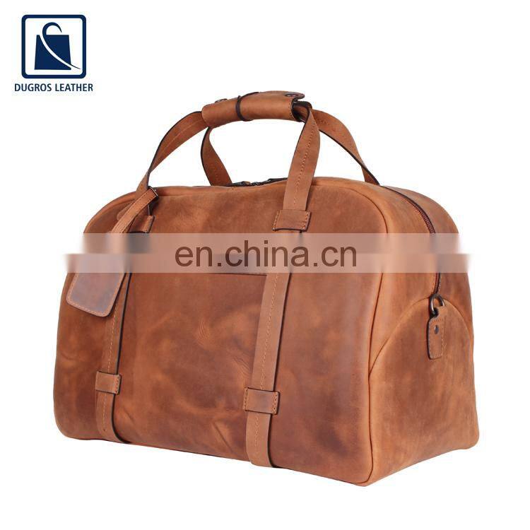 Crazy Horse Style Cotton Lining Material Unisex Genuine Leather Duffel Bag for Sale