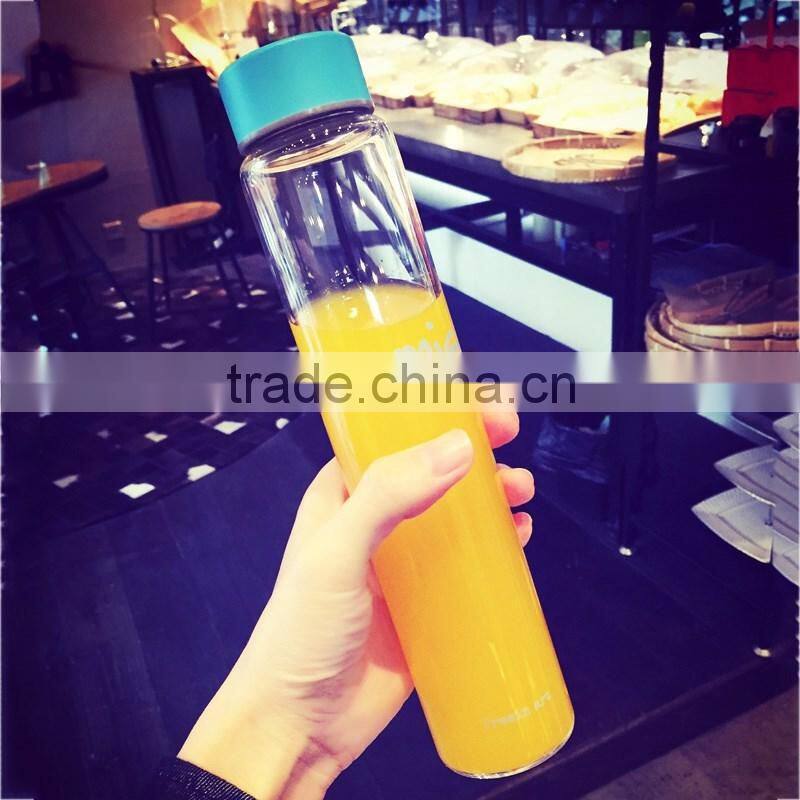 Students glass water bottle in guangzhou unbreakable glass water bottle