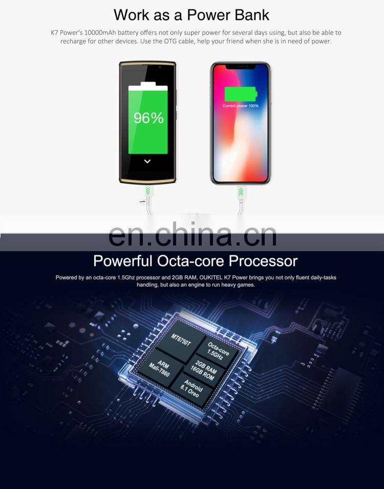 2GB 16GB Fingerprint Identification, 10000mAh Battery, 6.0 inch Android Octa Core up cell phone OUKITEL K7 Power