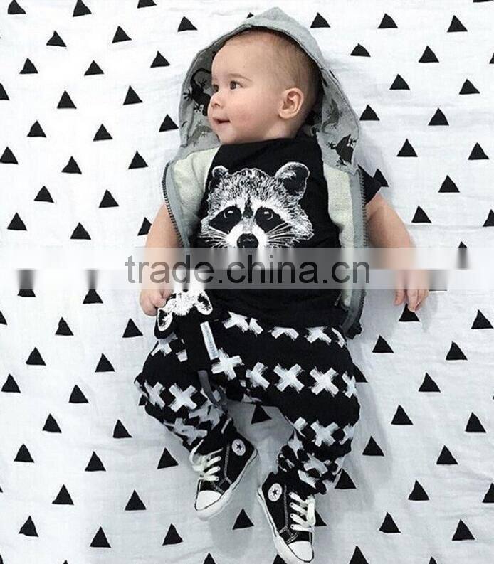 2016 INS Fashion baby boy clothing set kids cotton suit set fox printed cute baby clothes