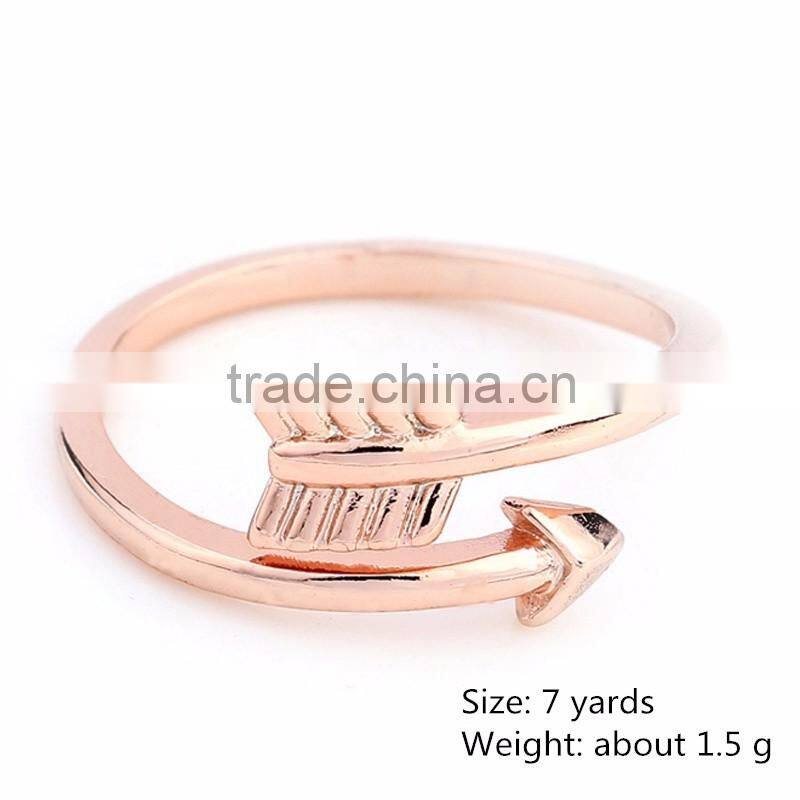 Exquisite Simple Womens 18k Rose Gold Plating Geomestry Arrow Ring Designs