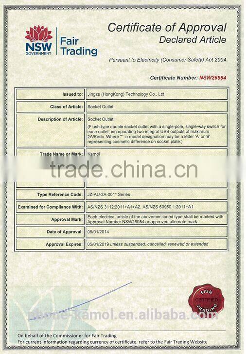 top quality Au australian usb wall pop up socket, usb powerpoint SAA made in China with favourable price and high quality